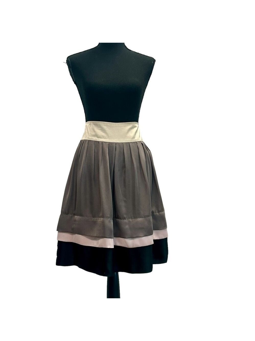 Zara skater circle pleated colour block skirt gray black pink cream Sz S